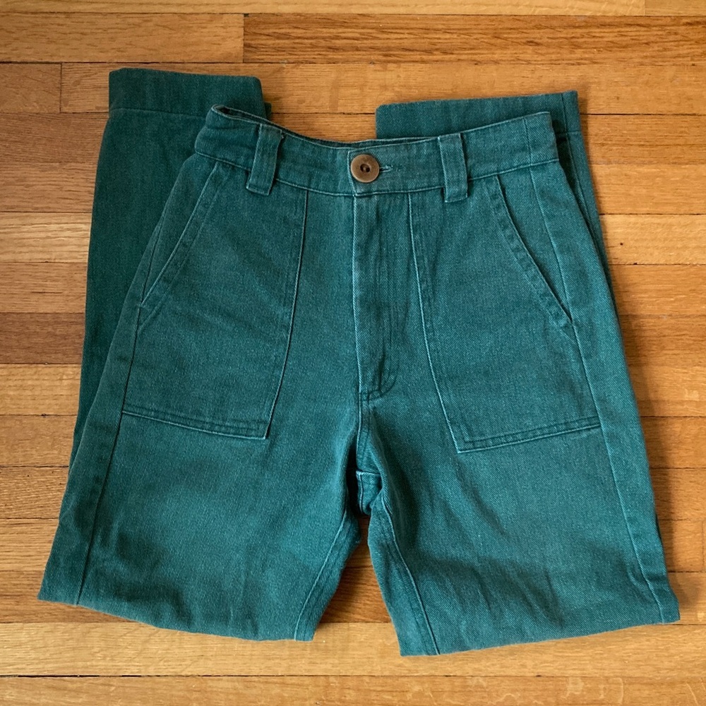 Beaton utility green straight-leg pants